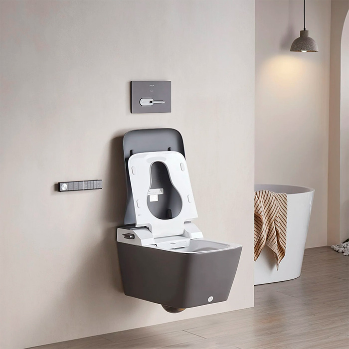 Arrow Glacier Унитаз Smart 41x60см, с функцией биде, подвесной, безободковый, клавиша смыва, цвет: темно-серый