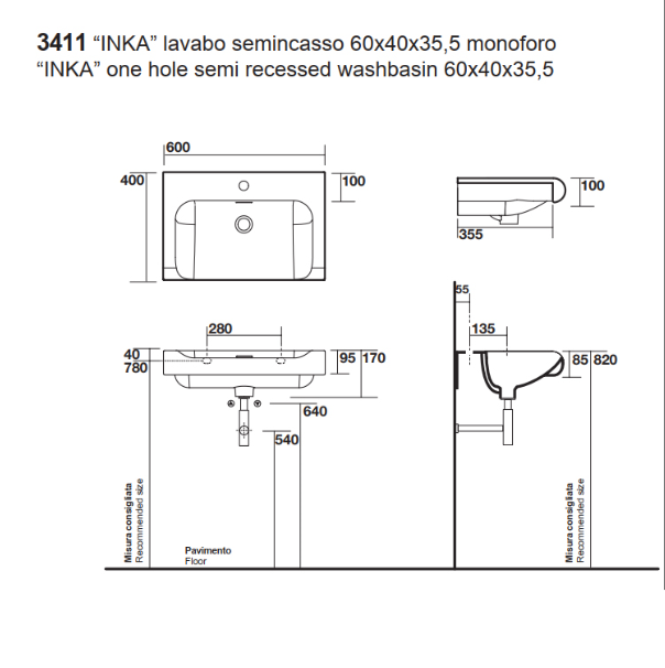 Kerasan Inka Project База INKA подвесная 120см, для установки раковины 60x40 см, по центру, раковина цвет белый глянцевый, панель белая глянцевая, цвет: белый глянцевый