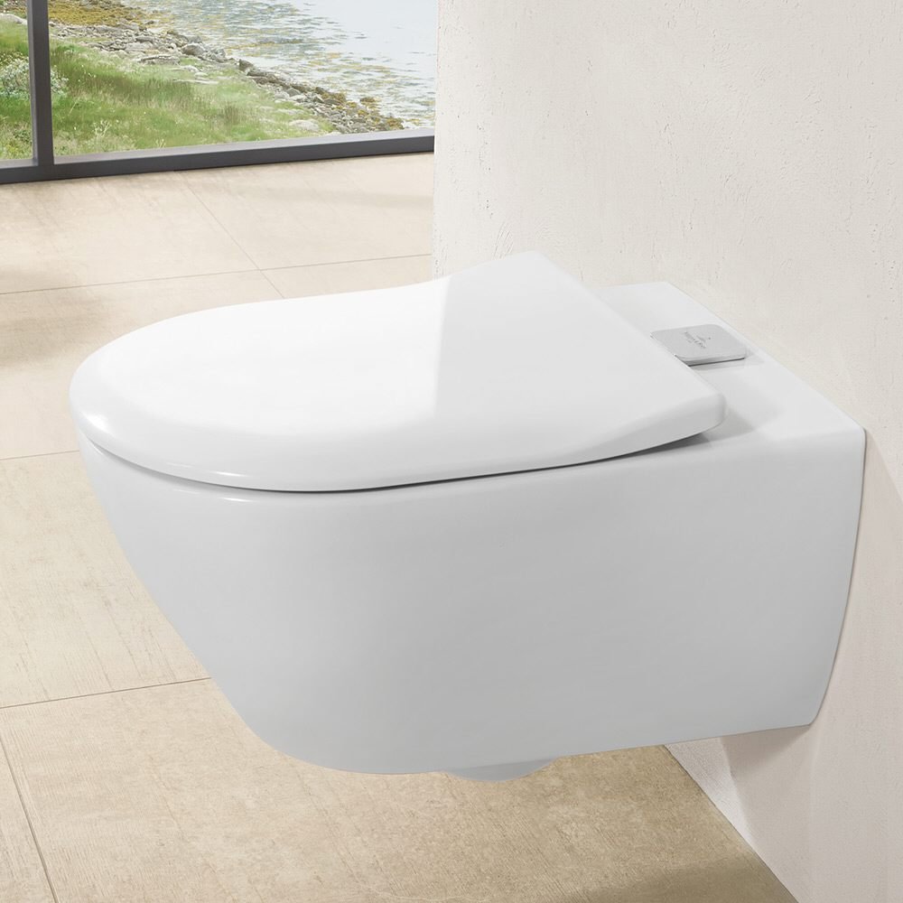 Villeroy&Boch Subway 2.0, Унитаз подвесной, с открытым смывным краем Compact, DirectFlush, ViFresh, горизонтальный выпуск, 37x56см, цвет: белый