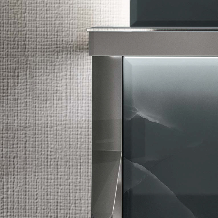 VITAGE milldue edition HILTON 06 Комплект мебели 226х56х77 см, напольный, 2 раковины, 2 зеркала, с подсветкой, цвет: стекло onice smoke