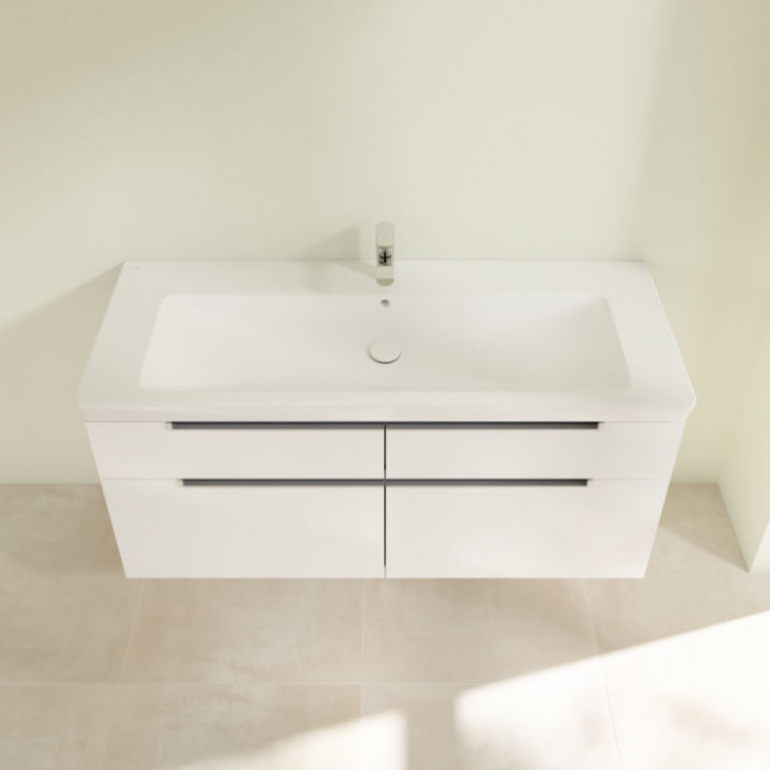 Villeroy&Boch Subway 2.0, Тумба подвесная под раковину, 1 контейнер для аксессуаров L,  выдвижных отделения, 128.7x42x44.9см., цвет: белый