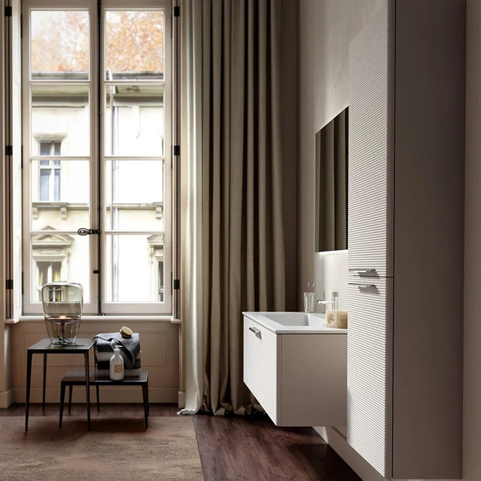 Verona Style Dune Шкаф-пенал подвесной 40х25х149.5см., 2 распашных дверки, с фрезерованными фасадами, Dx, цвет: M31 Linen matt (льняной матовый)