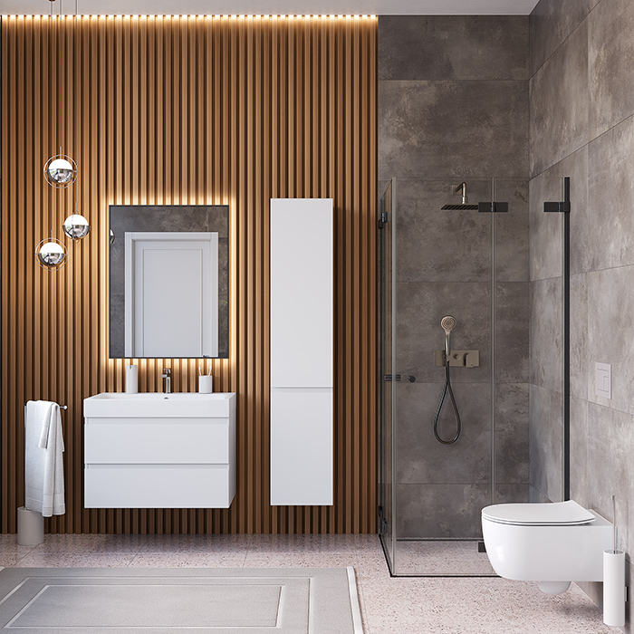 Dushlux Quadro Тумба подвесная 80x45см, с раковиной, 2 ящика, цвет: белый матовый