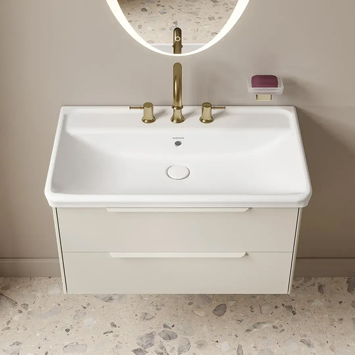 Kerama Marazzi Elegance Тумба 80см., подвесная, 2 ящика, цвет: жемчужный лён