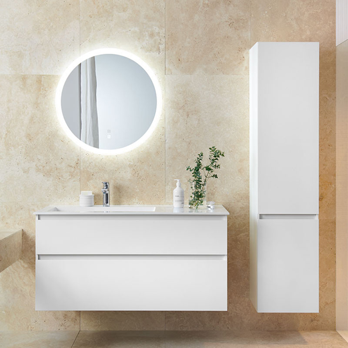 Burgbad Lin20 Зеркало подвесное, Ø75x2.5см., LED подсветка 5700K, выключатель, подогрев