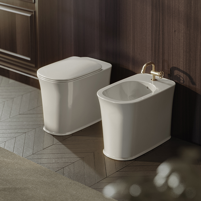 Kerasan The New Yorker Унитаз 60x36.5см, напольный, приставной, с сиденьем, SoftClose, цвет: белый глянцевый