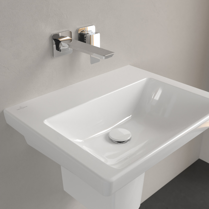 Villeroy&Boch Subway 3.0 Раковина 55х44х16.5см., без отв., подвесная, с антигрязевым покрытием CeramicPlus, без перелива, цвет: альпийский белый