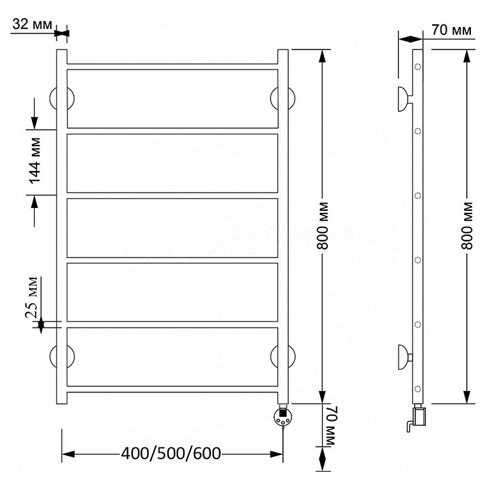 Secado Триада 1 плюс Полотенцесушитель 50x80 см, электрический, цвет: бронза