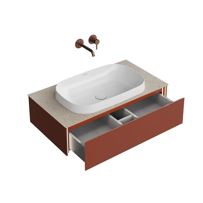 Kerama Marazzi Magica Тумба 88.4х48.5х22см., подвесная, 1 ящик, цвет: венецианский красный матовый