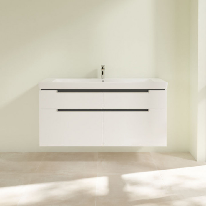 Villeroy&Boch Subway 2.0, Тумба подвесная под раковину, 1 контейнер для аксессуаров L,  выдвижных отделения, 128.7x42x44.9см., цвет: белый