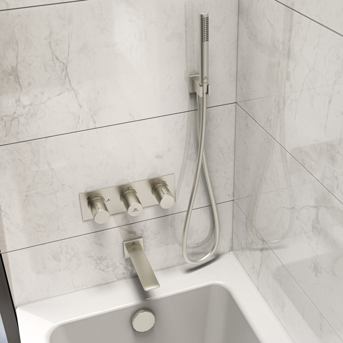 Ideal Standard Ceratherm C100 Смеситель для душа, встраиваемый, термостатический, на 3 выхода, цвет: PVD Silver Storm (Серебряный Шторм)