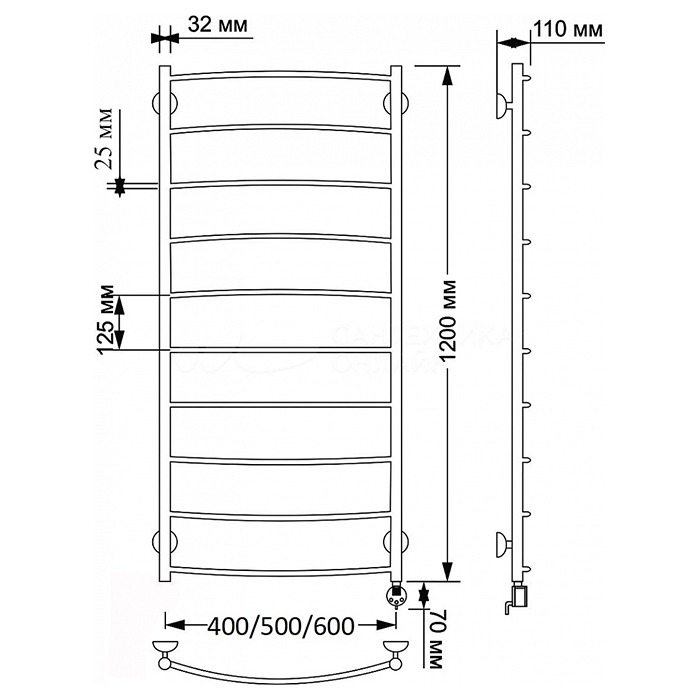 Secado Милан 1 плюс Полотенцесушитель 40x120 см, электрический, цвет: бронза