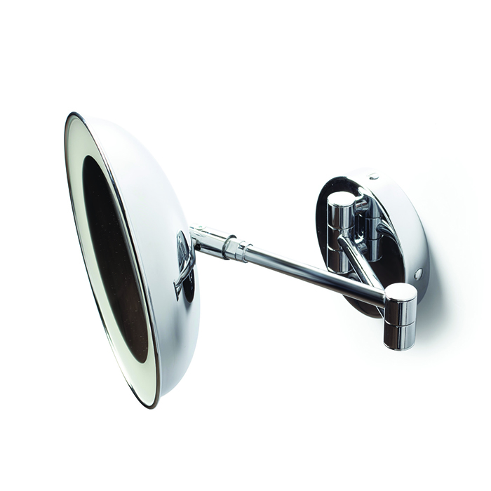 Bertocci Specchi Зеркало косметическое, настенное, круглое, с LED-подсветкой, выкл., 5-х кратное увеличение, двойной рычаг, цвет: Nichel Matt
