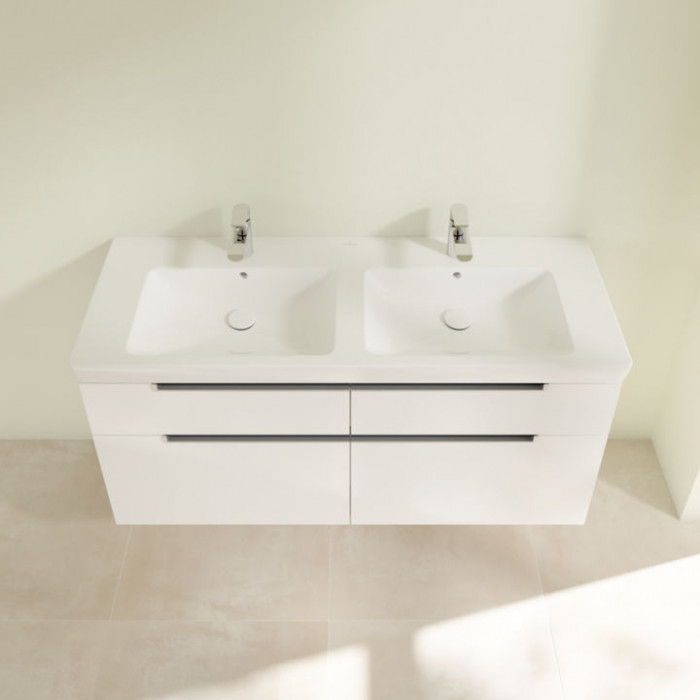 Villeroy&Boch Subway 2.0, Тумба подвесная под двойную раковину, 128.7х59х49см, цвет: белый