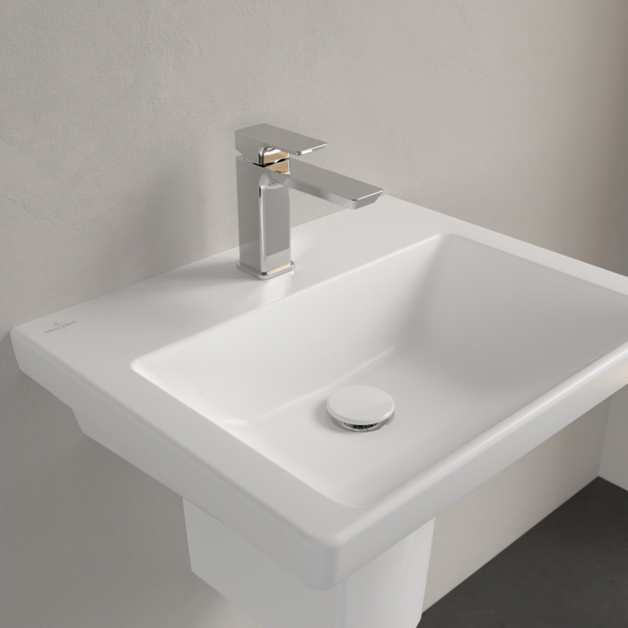 Villeroy&Boch Subway 3.0 Раковина 55х44х16.5см., 1 отв., подвесная, CeramicPlus, без перелива, цвет: белый камень