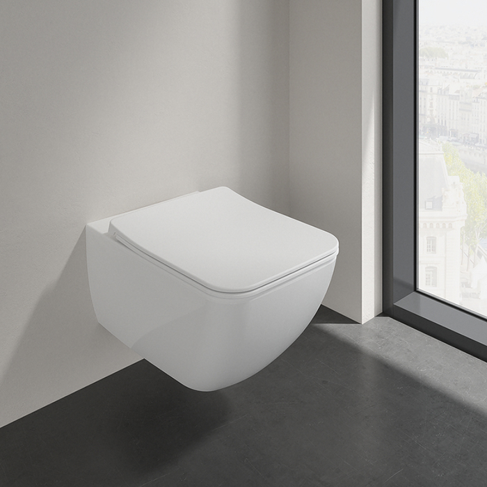 Villeroy&Boch Venticello Унитаз 33x37.5см., подвесной, безободковый, с гориз. выпуском, с сиденьем микролифт, цвет: альпийский белый