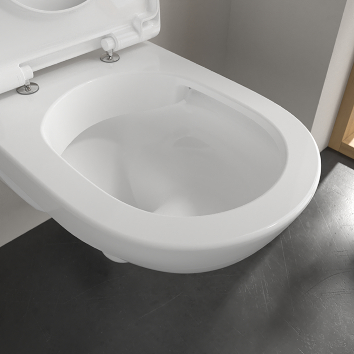 Villeroy&Boch O.novo Унитаз 56x36см., подвесной, безободковый, с гориз. выпуском, с сиденьем микролифт, цвет: альпийский белый