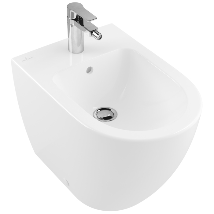 Villeroy&Boch Subway 2.0, Биде напольное, с отверстием для смесителя, с переливом, 37x56см, с антигрязевым покрытием CeramicPlus, цвет: белый