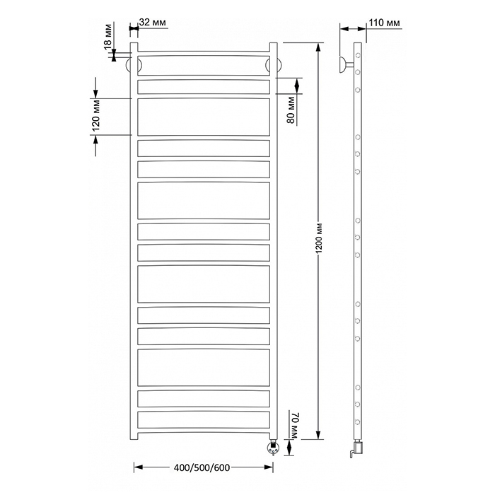 Secado Триада 3 Полотенцесушитель 50x120 см, электрический, цвет: бронза