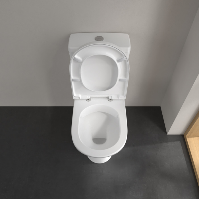 Villeroy&Boch O.novo Унитаз-компакт 36х64.6х43см., напольный, с открытым смывным краем, с сиденьем, цвет: альпийский белый