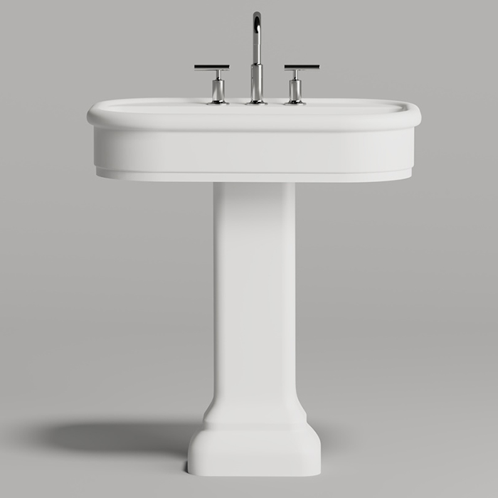 Salini Opera Раковина 75x50x16см., накладная, 3 отв., с пьедесталом, S-Stone, цвет: белый матовый