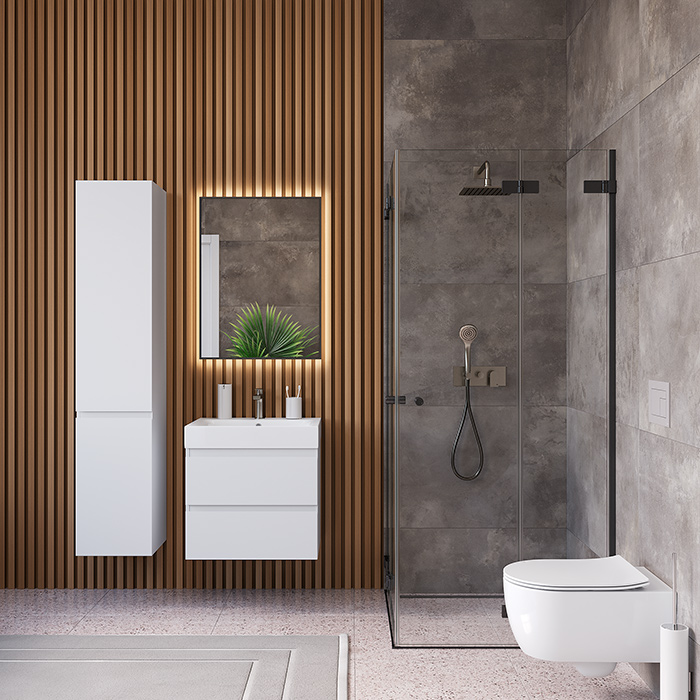 Dushlux Quadro Тумба подвесная 60x45см, с раковиной, 2 ящика, цвет: белый матовый