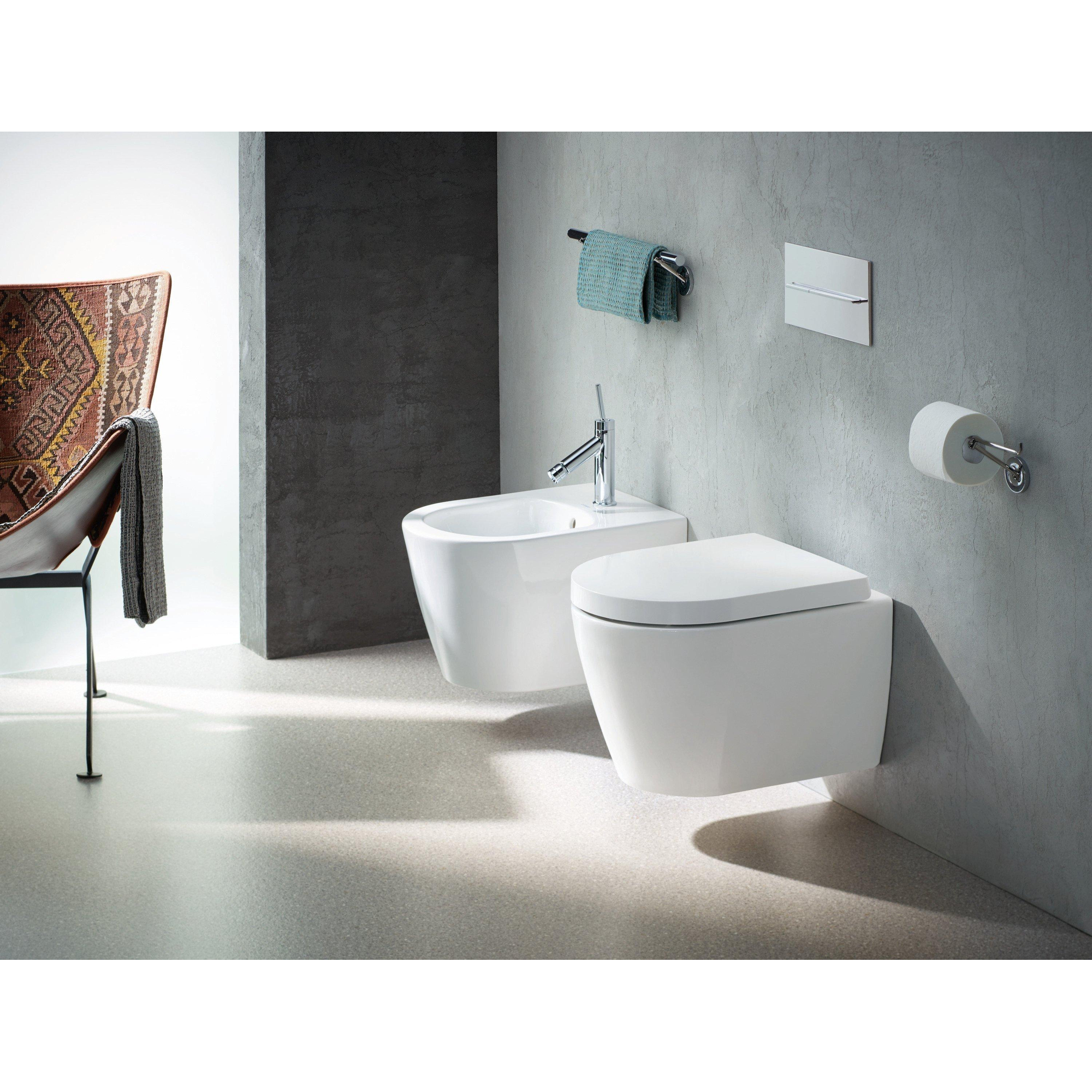 Duravit ME by Starck Комплект: унитаз подвесной Compact Rimless, 37x48см 253009 + сиденье с микролифтом: 002019, цвет: белый