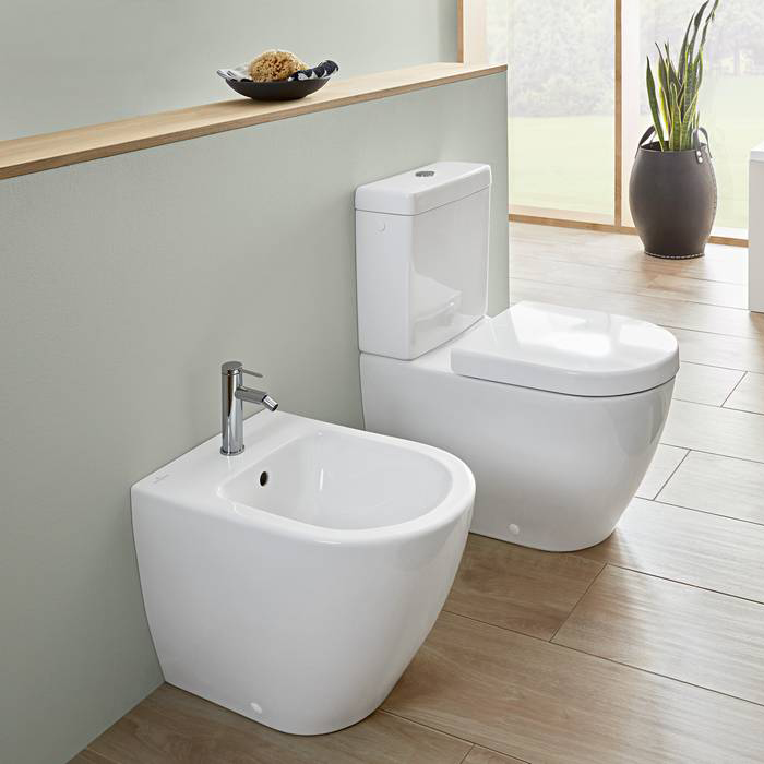 Villeroy&Boch Subway 2.0, Биде напольное, с отверстием для смесителя, с переливом, 37x56см, с антигрязевым покрытием CeramicPlus, цвет: белый
