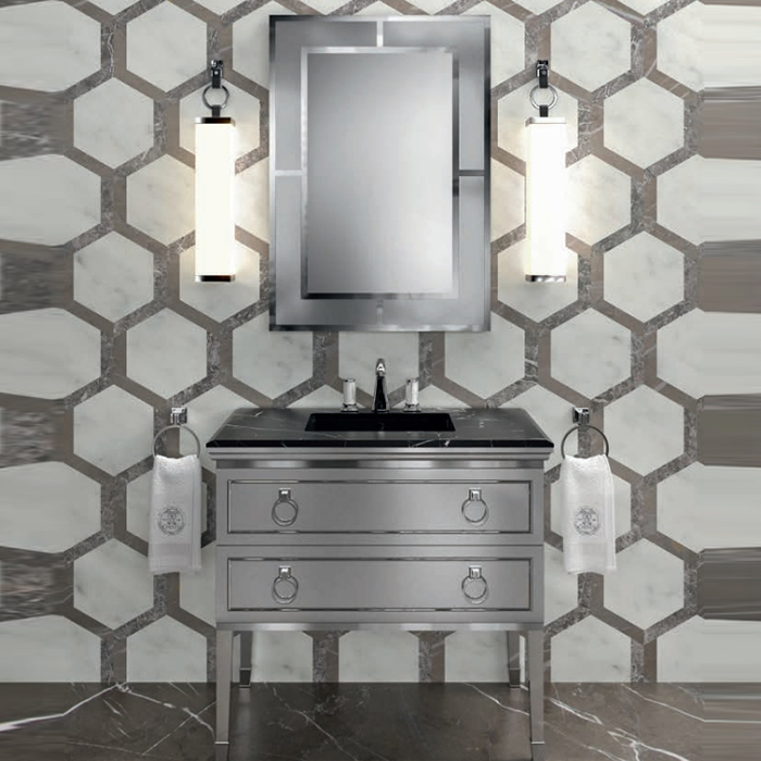 OASIS Murano Бра настенное 110x110x690 мм., светодиодная подсветка, стекло сатинированное, фурнитура хром