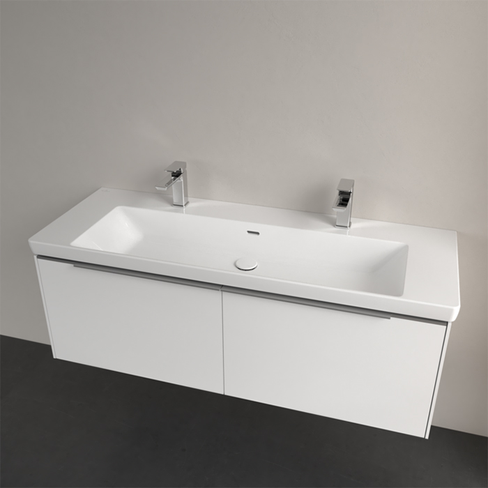 Villeroy&Boch Subway 3.0 Раковина 130х47х17см., 2 отв., подвесная, с антигрязевым покрытием CeramicPlus, с переливом, цвет: альпийский белый