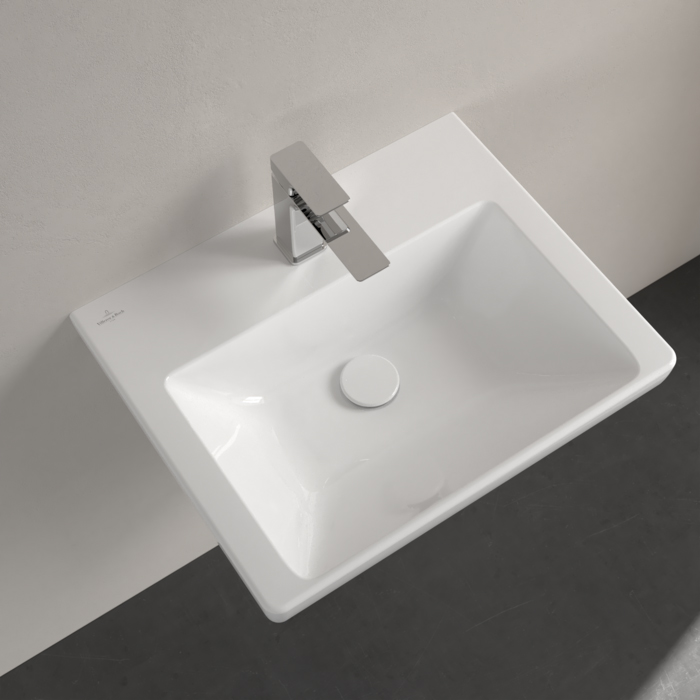 Villeroy&Boch Subway 3.0 Раковина 55х44х16.5см., 1 отв., подвесная, с антигрязевым покрытием CeramicPlus, без перелива, цвет: альпийский белый
