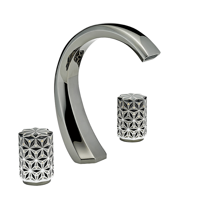 THG Nihal Porcelaine Noire Смеситель для раковины на 3 отверстия, с донным клапаном, цвет: Aranja (black nickel)