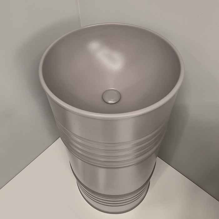 Kerasan Artwork Раковина свободностоящая "BARREL" d45x90см, без отв., слив в стену, цвет: Ferro matt