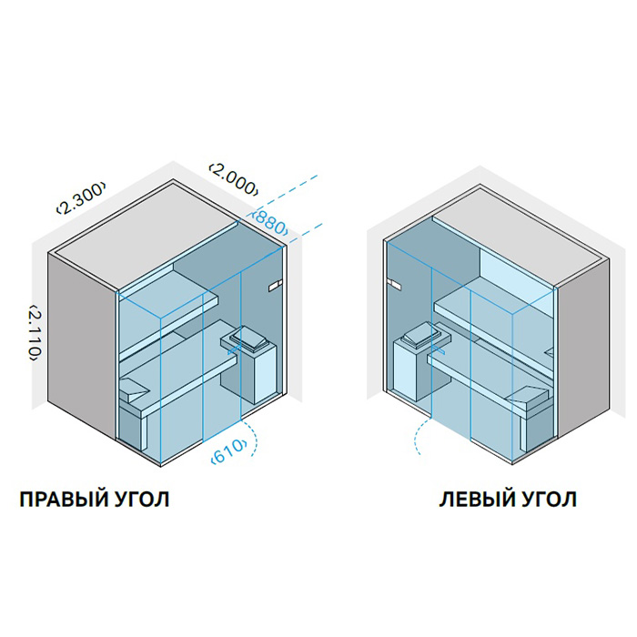 Effegibi Sky Corner Сауна 230x200h211см, SX, цвет: на выбор