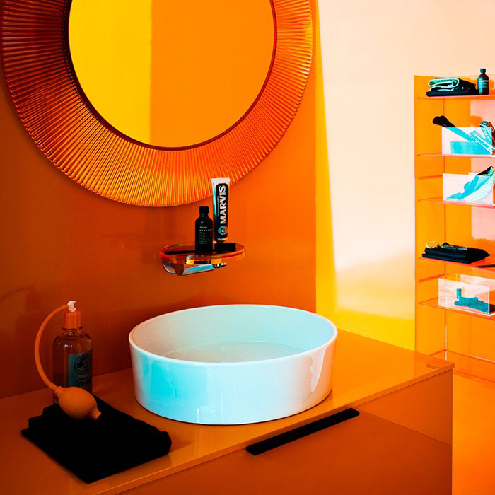 Laufen Kartell Зеркало круглое d=78см, настенное, без подсветки, цвет: оранжевый