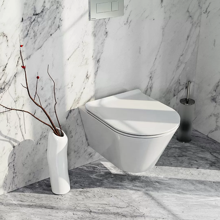 Kerama Marazzi Plaza Modern Унитаз 36x53см., подвесной, безободковый, с крепежом, цвет: белый глянцевый