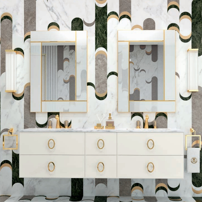 OASIS Murano Светильник настенный 110x100x500 мм., светодиодный, с прозрачными и белыми профилями, фурнитура золото