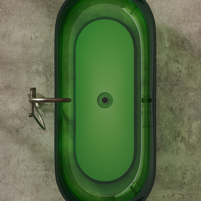 Dea Design Shadow Ванна 170x72x56см., отдельностоящая, Glasstech, прозрачная смола, цвет: Emerald R3