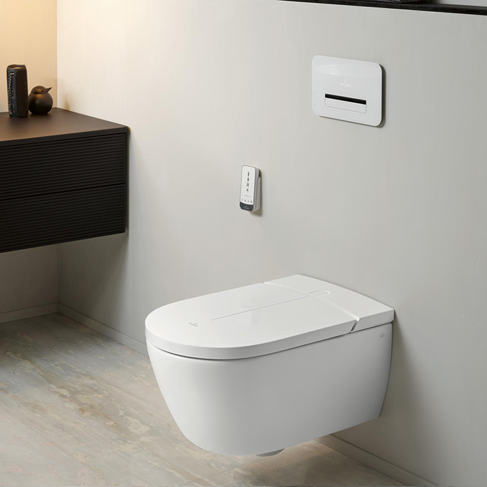 Villeroy&Boch ViClean Унитаз-биде 38.5x59.5x40см., подвесной, электронный, с антигрязевым покрытием CeramicPlus, цвет: альпийский белый