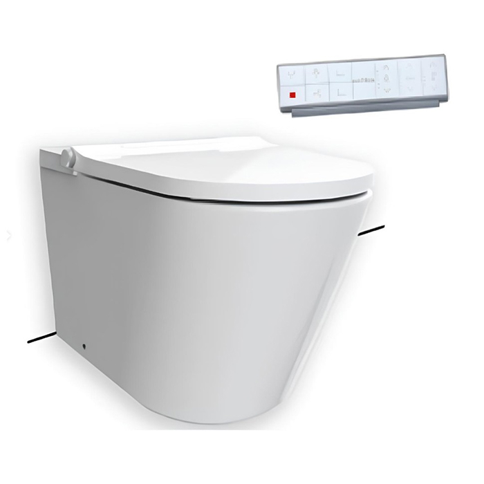 Hatria H-Smart Унитаз напольный 59.5x37см., безободковый, с крышкой-биде, цвет: белый