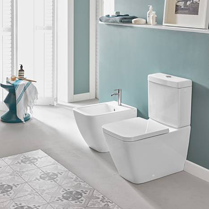 Villeroy&Boch Venticello Унитаз-компакт с открытым смывным краем, моноблок, 37.5х70см, с антигрязевым покрытием CeramicPlus, цвет: белый