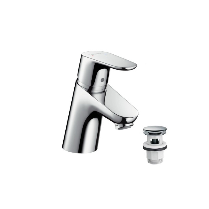 Hansgrohe Focus Смеситель для раковины с донным клапаном Push-Open, на 1 отв., излив 101мм, h53мм, цвет: хром