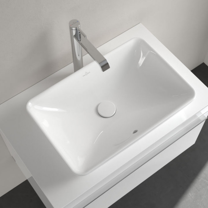 Villeroy&Boch Venticello Раковина накладная 55х36см, без отв., с переливом, с антигрязевым покрытием CeramicPlus, цвет: альпийский белый
