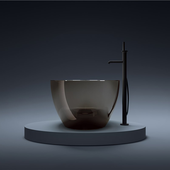 Gruppo Treesse Camelia Ванна 180x85x50см., отдельностоящая, без перелива, сифон, цвет: SMOKEY TRANSPARENT RESIN
