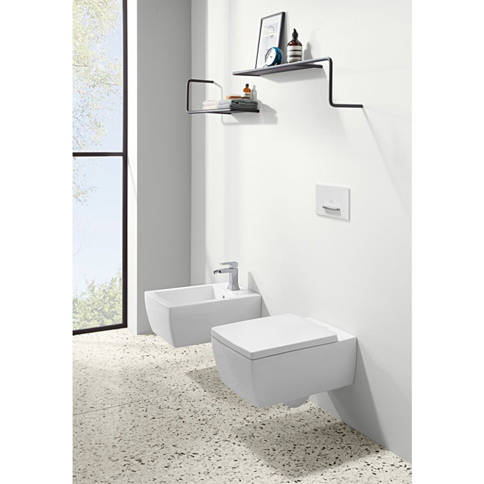 Villeroy&Boch Memento 2.0 Унитаз 37.5х56х34.5см., подвесной, безободковый, с сиденьем, цвет: альпийский белый