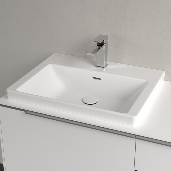 Villeroy&Boch Subway 3.0 Раковина 60х47х16.5см., 1 отв., подвесная, CeramicPlus, с переливом, цвет: белый камень