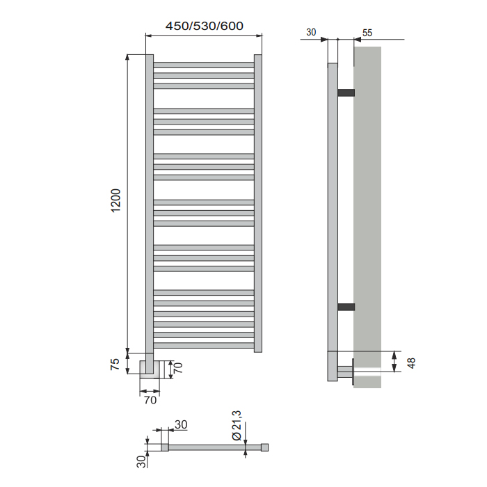 Neoinox Bras Полотенцесушитель 120x60см, электрический, box, цвет: белый матовый