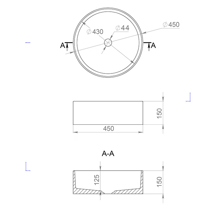 Salini Armonia 02 Раковина накладная 45х45х15cм, без отв., без перелива, S-Stone, цвет: белый матовый