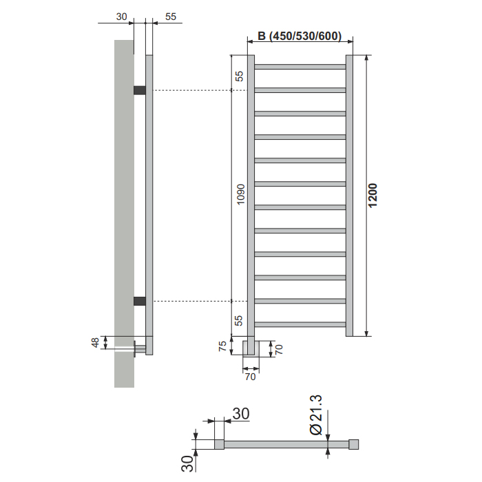Neoinox Eco Полотенцесушитель 120x60см, электрический, box, цвет: белый матовый