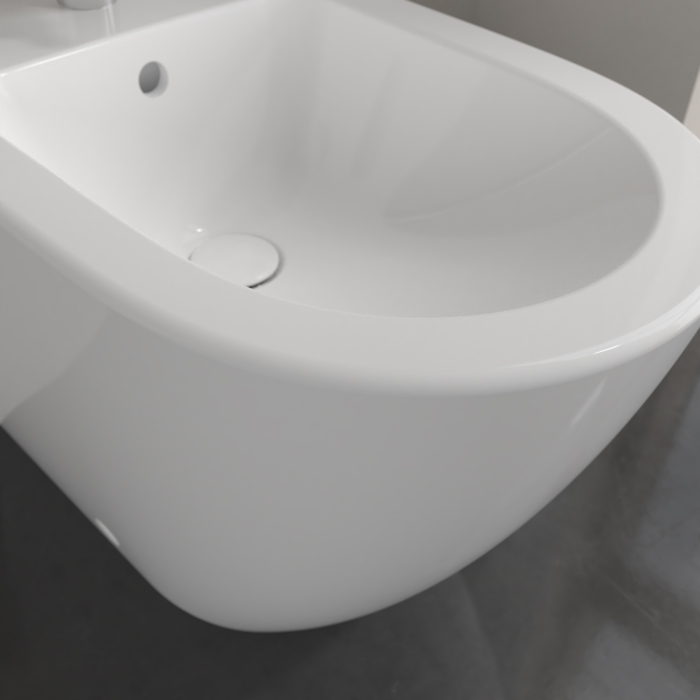 Villeroy&Boch Subway 2.0, Биде напольное, с отверстием для смесителя, с переливом, 37x56см, с антигрязевым покрытием CeramicPlus, цвет: белый